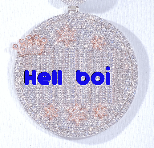 CUSTOM LETTER NECKLACE 3D BIG CROWN DISC