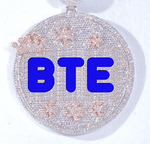 CUSTOM LETTER NECKLACE 3D BIG CROWN DISC