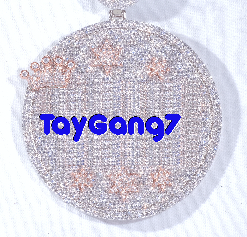 CUSTOM LETTER NECKLACE 3D BIG CROWN DISC
