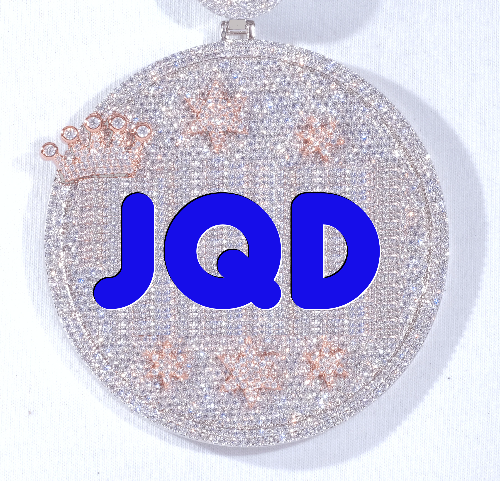 CUSTOM LETTER NECKLACE 3D BIG CROWN DISC