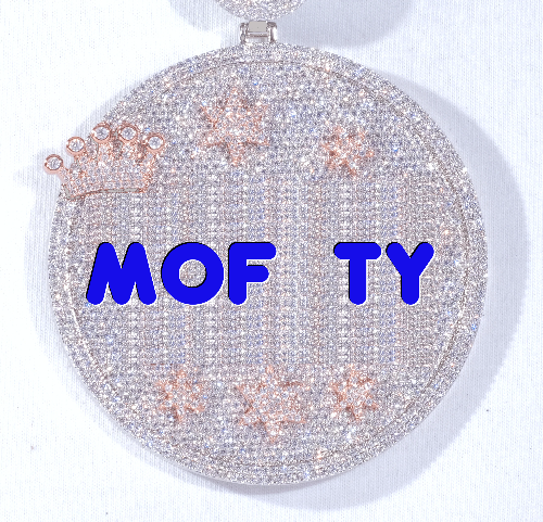 CUSTOM LETTER NECKLACE 3D BIG CROWN DISC