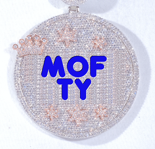 CUSTOM LETTER NECKLACE 3D BIG CROWN DISC