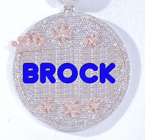 CUSTOM LETTER NECKLACE 3D BIG CROWN DISC