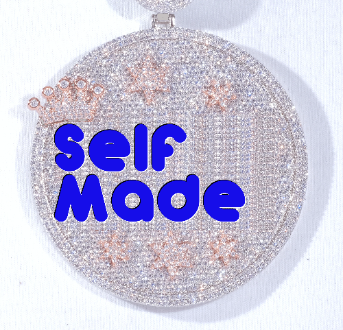 CUSTOM LETTER NECKLACE 3D BIG CROWN DISC