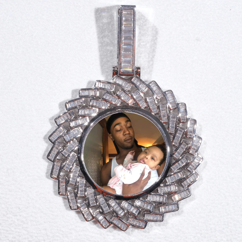 Large 3D Baguette Custom Picture Pendant