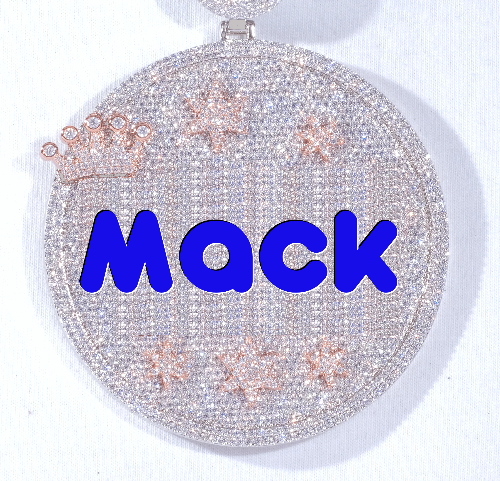 CUSTOM LETTER NECKLACE 3D BIG CROWN DISC