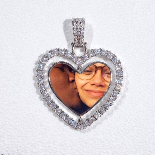3D Spinning 2-Faced Heart Custom Picture Pendant