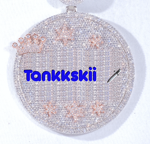 CUSTOM LETTER NECKLACE 3D BIG CROWN DISC