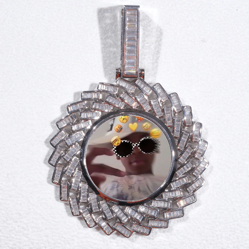 Large 3D Baguette Custom Picture Pendant