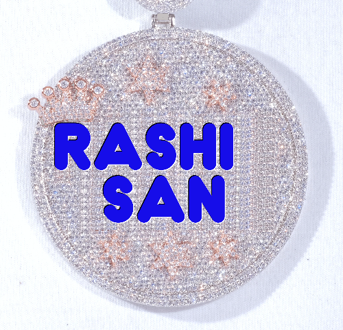 CUSTOM LETTER NECKLACE 3D BIG CROWN DISC