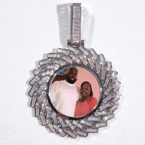 Large 3D Baguette Custom Picture Pendant