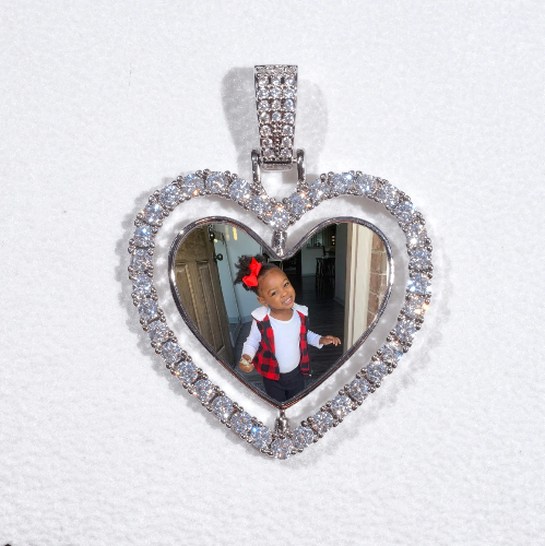 3D Spinning 2-Faced Heart Custom Picture Pendant