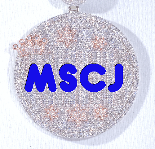 CUSTOM LETTER NECKLACE 3D BIG CROWN DISC