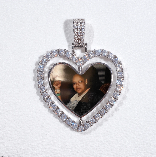 3D Spinning 2-Faced Heart Custom Picture Pendant