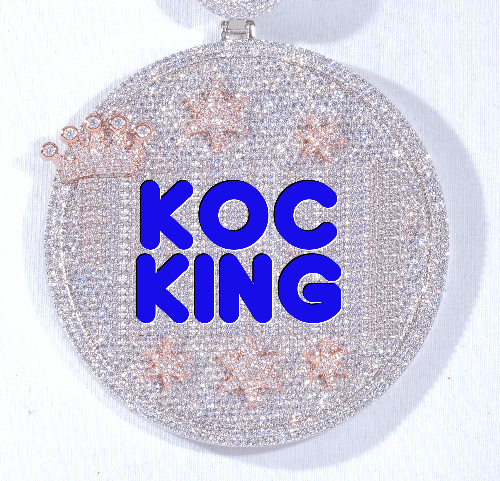 CUSTOM LETTER NECKLACE 3D BIG CROWN DISC
