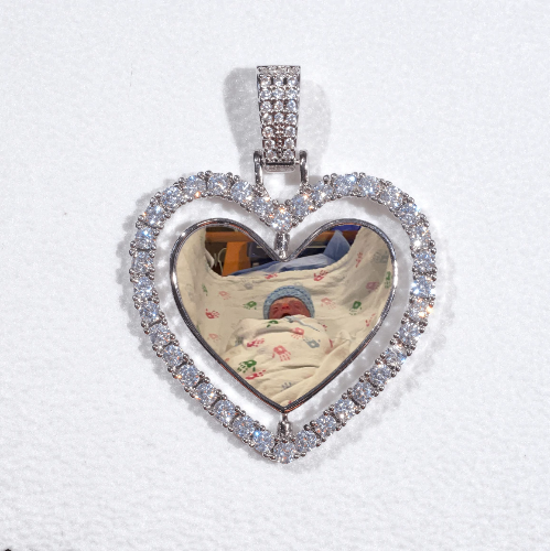 3D Spinning 2-Faced Heart Custom Picture Pendant