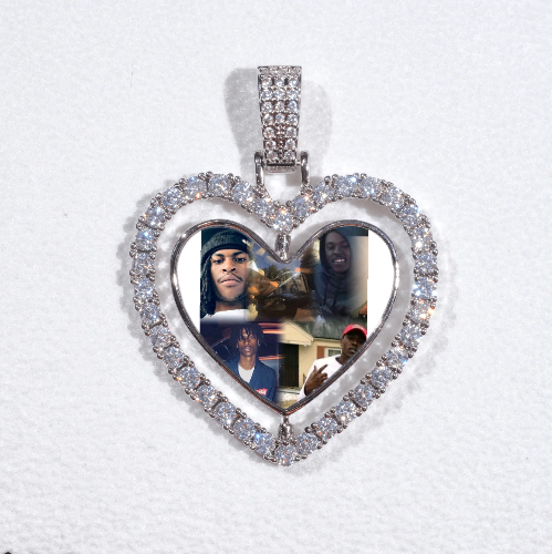 3D Spinning 2-Faced Heart Custom Picture Pendant