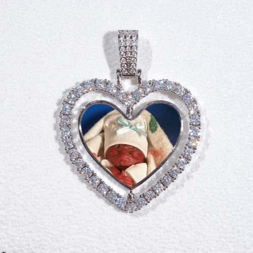3D Spinning 2-Faced Heart Custom Picture Pendant