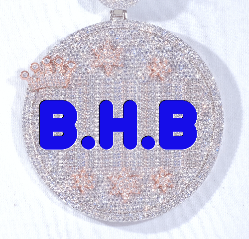 CUSTOM LETTER NECKLACE 3D BIG CROWN DISC
