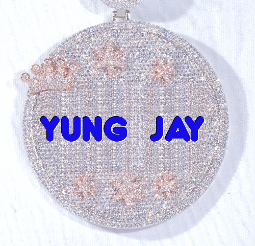 CUSTOM LETTER NECKLACE 3D BIG CROWN DISC