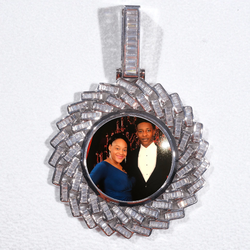 Large 3D Baguette Custom Picture Pendant