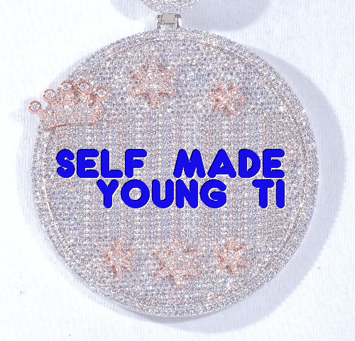 CUSTOM LETTER NECKLACE 3D BIG CROWN DISC