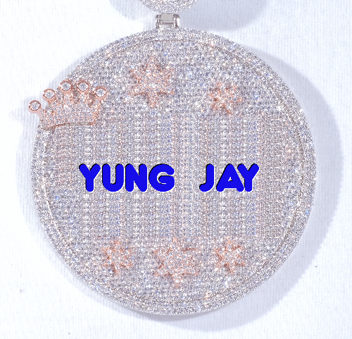 CUSTOM LETTER NECKLACE 3D BIG CROWN DISC