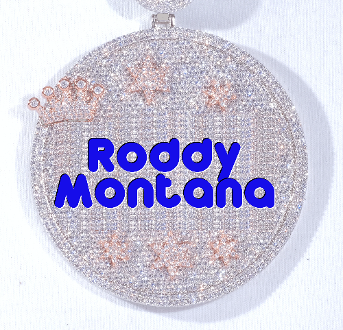 CUSTOM LETTER NECKLACE 3D BIG CROWN DISC