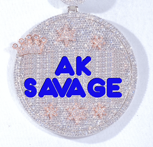 CUSTOM LETTER NECKLACE 3D BIG CROWN DISC