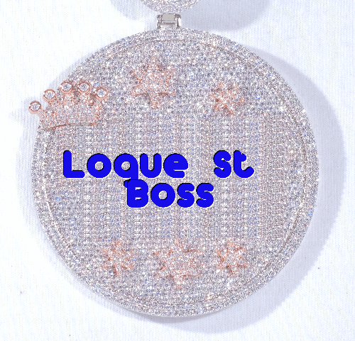CUSTOM LETTER NECKLACE 3D BIG CROWN DISC
