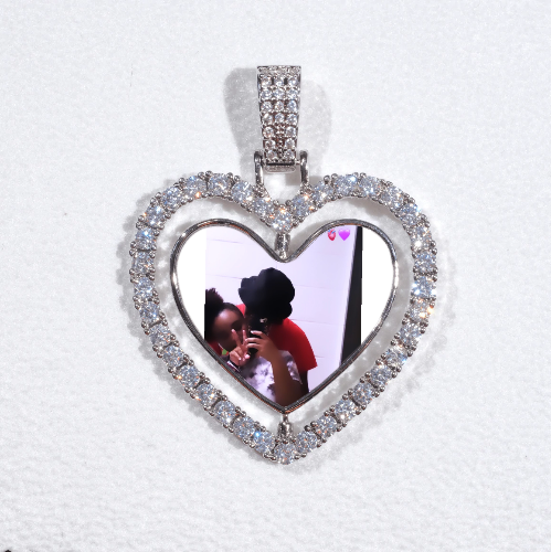 3D Spinning 2-Faced Heart Custom Picture Pendant