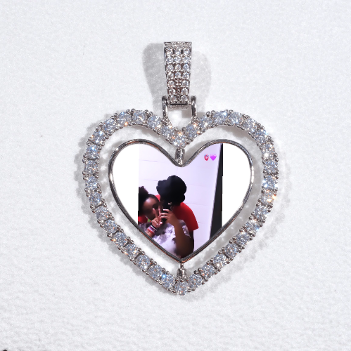 3D Spinning 2-Faced Heart Custom Picture Pendant