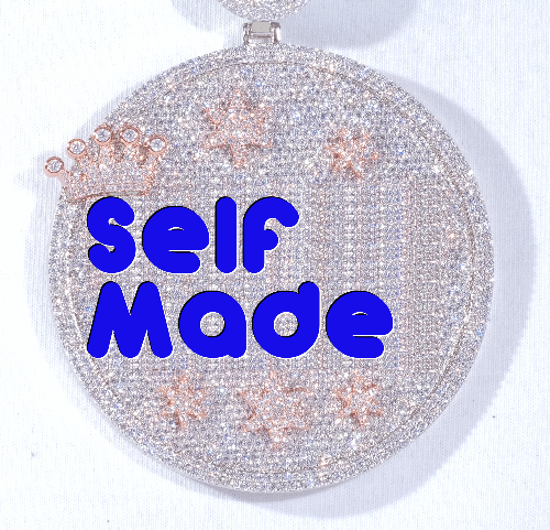 CUSTOM LETTER NECKLACE 3D BIG CROWN DISC