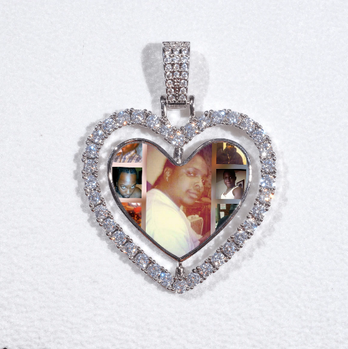 3D Spinning 2-Faced Heart Custom Picture Pendant