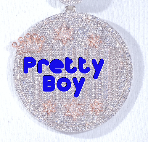 CUSTOM LETTER NECKLACE 3D BIG CROWN DISC