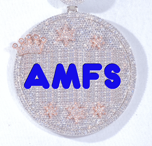 CUSTOM LETTER NECKLACE 3D BIG CROWN DISC