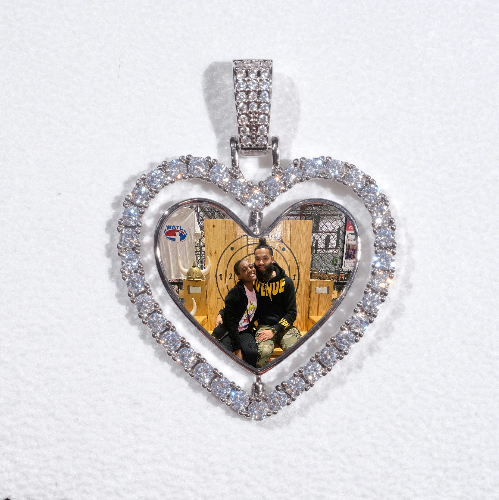 3D Spinning 2-Faced Heart Custom Picture Pendant