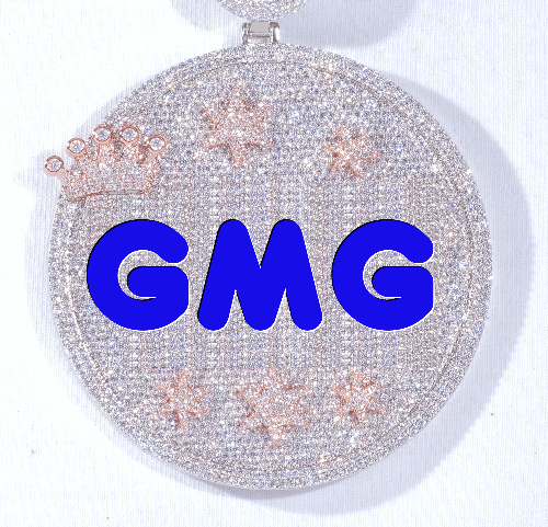 CUSTOM LETTER NECKLACE 3D BIG CROWN DISC
