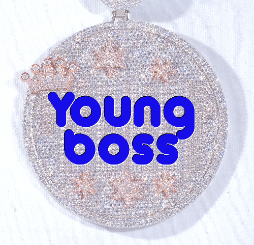 CUSTOM LETTER NECKLACE 3D BIG CROWN DISC