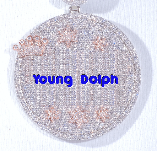 CUSTOM LETTER NECKLACE 3D BIG CROWN DISC