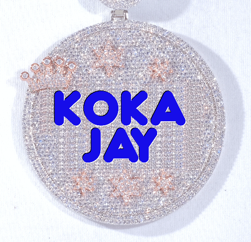 CUSTOM LETTER NECKLACE 3D BIG CROWN DISC