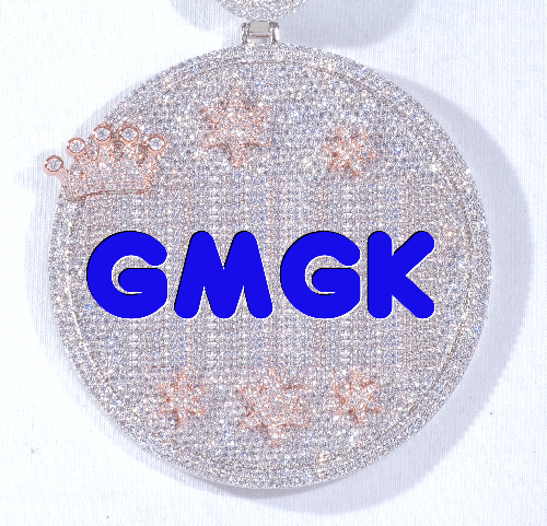 CUSTOM LETTER NECKLACE 3D BIG CROWN DISC