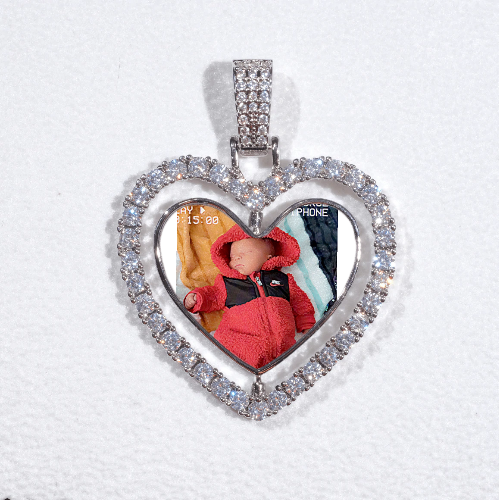 3D Spinning 2-Faced Heart Custom Picture Pendant