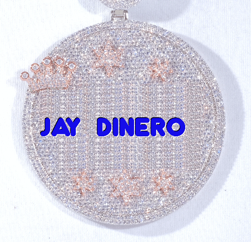 CUSTOM LETTER NECKLACE 3D BIG CROWN DISC