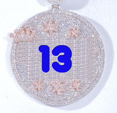 CUSTOM LETTER NECKLACE 3D BIG CROWN DISC