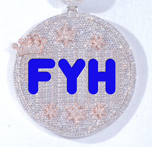 CUSTOM LETTER NECKLACE 3D BIG CROWN DISC
