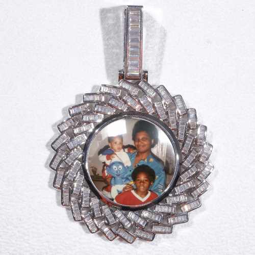 Large 3D Baguette Custom Picture Pendant