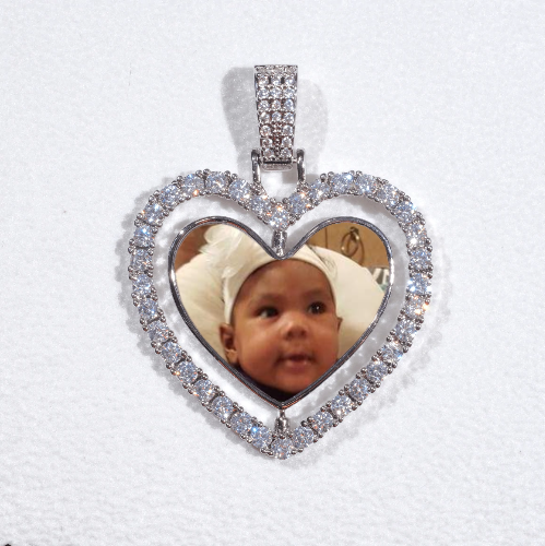 3D Spinning 2-Faced Heart Custom Picture Pendant