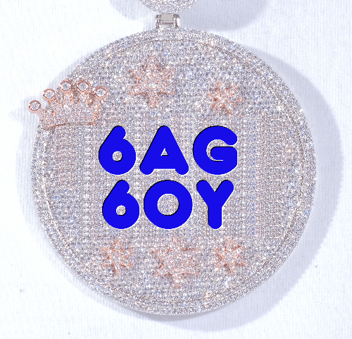 CUSTOM LETTER NECKLACE 3D BIG CROWN DISC