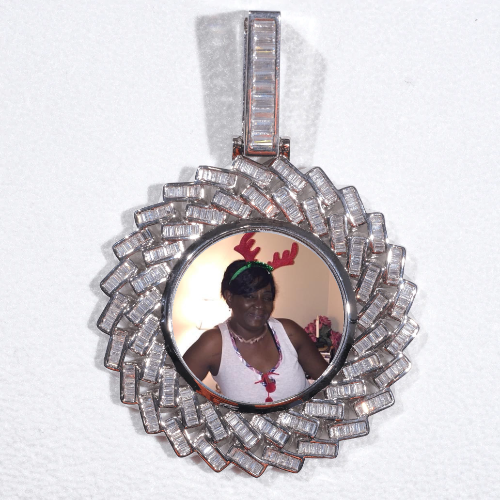 Large 3D Baguette Custom Picture Pendant